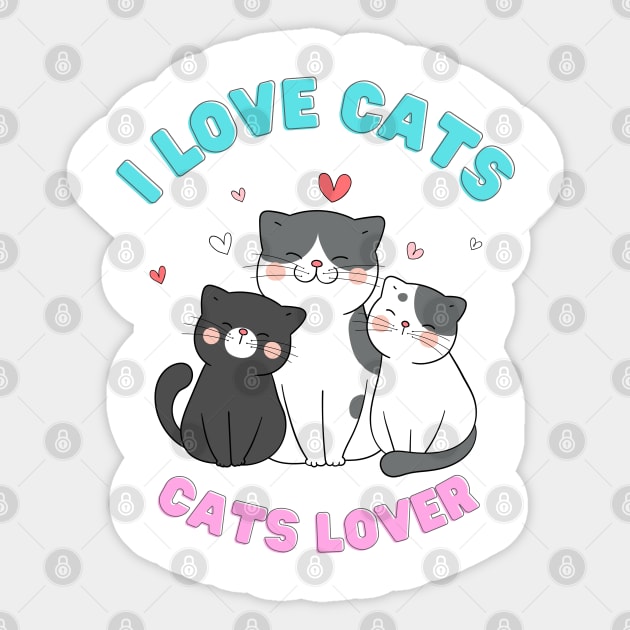 I Heart Cats I Love Cats Cats Lover Sticker by ✪Your New Fashion✪